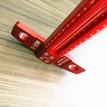 Staliaus darbai, T-tipo Scribing Valdovas 60-600mm Daugiafunkcį Raudona Aliuminio lydinio Piešinys Ženklu 