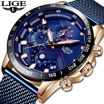 LIGE 2019 Vyrai Laikrodžiai Top Brand Prabanga Vandeniui Mados Žiūrėti Kvarco Žiūrėti Vyrų Sporto Chronograph reloj hombre dropshipping
