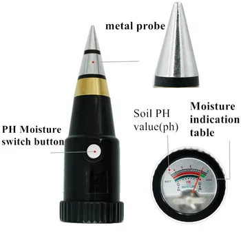 Nauji Dirvožemio ph drėgmės matuoklis nešiojamą drėgmės drėgmės matuoklis, ph testeris Sodo dirvožemio Metalo probeVT-05 10-80% Drėgmėmačiu 40%nuolaida