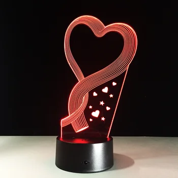 Geriausias Mamos Dovana Širdies Formos 3D LED Lempos Iliuzija LED Stalo Lempa su 7 Spalvų Keitimas Nakties Žiburiai Kaip Namuose Holograma Dekoro Šviesos