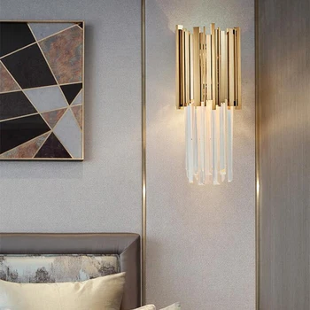 Jmmxiuz LED mados neoklasikinis kristalų sienos lempos valgomojo prieškambario prieškambario kūrybos veranda, lovos, miegamojo aukso lempos