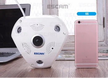 ESCAM Ryklys QP180 HD 960P 1.3 MP 360 laipsnių panoramines fisheye PTZ infraraudonųjų spindulių kamera VR vaizdo kamera paramos VR lauke ir micro SD kortele