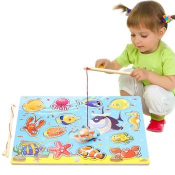 Naujas Vaikus Įdomus Žvejybos Magnetinių Žaislų Vaikams Medinės Dėlionės Valdybos Žaisti Kūdikių Švietimo Žaislai, Žuvis Žaidimai ir Berniukams, ir Mergaitėms