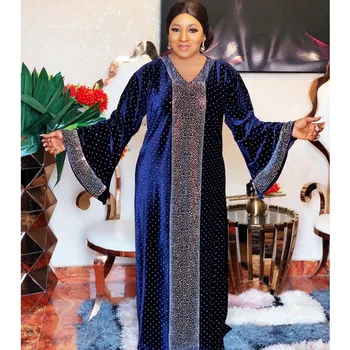 Aksomo Afrikos Suknelės Moterims 2020 M. Rudenį Afrikos Musulmonų Drabužiai Ilgas, Maxi Suknelė Aukštos Kokybės Mados Afrikos Lady Suknelė