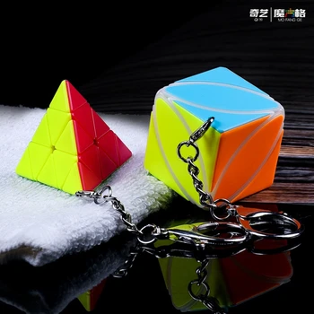 Qiyi keychain raktų žiedas, kubas 3 x 3 kubo galvosūkį magijos kubo, piramidės Klevo lapų cube maišas ornamentu kubo švietimo žaislai vaikams