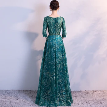 Blizga China Ilgą vakarinę Suknelę Seksualus Permatomas Half-Sleeve Diržo Prabanga Žalia Oficialią dėvėti Suknelė Elegantiškas ypatinga Proga-Suknelė