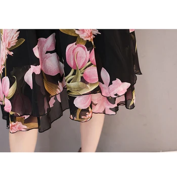 Korėjos versija vasaros kelio tiesiai tiesiai gėlių ponios suknelė didelio dydžio kilnų temperamentą šifono moterų suknelė W279
