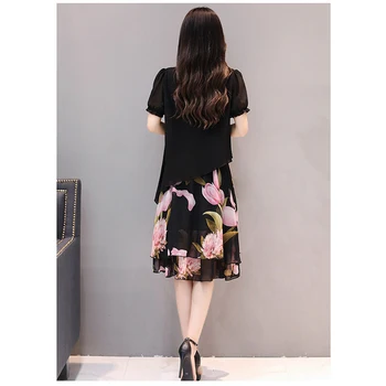 Korėjos versija vasaros kelio tiesiai tiesiai gėlių ponios suknelė didelio dydžio kilnų temperamentą šifono moterų suknelė W279