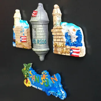 Puerto Rikas 3D Kūrybos Magnetinio Šaldytuvas Lipdukai San Juan Tour Atminimo Dažytos Dekoratyvinės Amatų Šaldytuvas Magnetas Dekoras