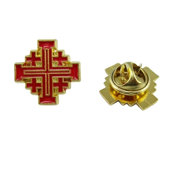 100vnt Raudono Emalio Aukso Tonas Krikščionių Kryžiuočių Jeruzalės Kryžius pakabukas su Sankaba Atgal