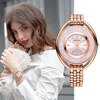 SENORS Mados moteriški laikrodžiai Paprasta, Romantiška rožinė Aukso Žiūrėti Moterų Riešo Žiūrėti Ponios relogio feminino reloj mujer Dropship
