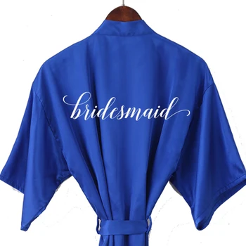Seksualus, trumpas satino chalatas moterims royal blue kimono vestuves dovana vestuvių padažu suknelė rinktinės sudėtis bridesmaid rūbeliai