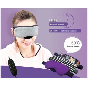 Temperatūros kontrolės, šilumos, garo akių kaukė USB juoda ratlankio akių dėklas moterų miego šilumos pleistras