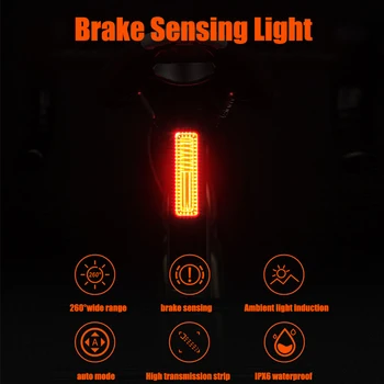 Magicshine Dviračių Smart Auto Stabdžių Šviesos Jutimo SEEMEE 30 100 180 IPx6 Vandeniui LED Įkrovimo Dviračio Galinis Žibintas Dviračių Uodegos