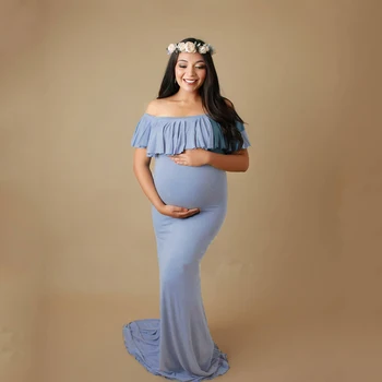 LZH, Nėščioms Moterims, Chalatai Suknelė 2020 Naujas vientisos Spalvos Retro Susiėmę Apykaklės trumpomis Rankovėmis Suknelės Fotografijos fotosesiją Suknelė