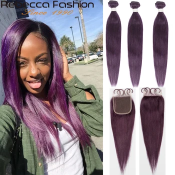 Rebecca Violetinė violetinė Šviesūs Žmogaus Plaukų Ryšulių Brazilijos Plaukų Pynimas Ryšulių, Tiesūs Plaukai, Didmeninė Vieną Ryšulių Plaukų Pardavėjai