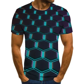 Naujausia 3D Atspausdintas T-Shirt trimatis Modelis trumpomis Rankovėmis Vasaros Atsitiktinis Viršūnes Tees Mados O-Kaklo Marškinėlius Vyras