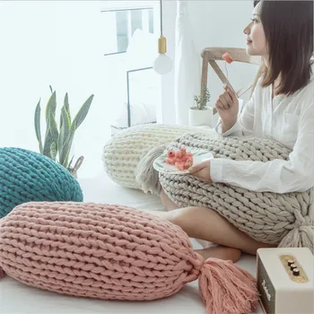 Laimė-elnias kūrybos saldainiai rankinio pagalvę nordic dizainas, pagalvėlės, namų dekoro rankų darbo vilnos sofos pagalvėlių vientisos spalvos megztas coussin