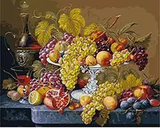 MaHuaf-W094 Prabangūs vynuogių rankomis dažyti aliejus, drobė, tapyba pagal numerius ant drobės, Sienų apdaila dažymas