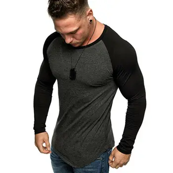 2019 Naujas Mens Raumenų Long Sleeve T-shirt Atsitiktinis Apvalios Apykaklės Slim Fit Kratinys Marškinėliai Viršuje Basic Tee Viršūnes M-3XL