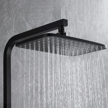 Matinis juodas fortepijonas dušo maišytuvas glassic juoda dušas, vonia maišytuvas, juodos sienos lietaus dušo maišytuvas fortepijonas stiliaus dušo