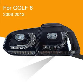 1 Pora LED Uodega Lempos montavimas Volkswagen Golf 6 2008 m. 2009 m. 2010 m. 2011 m. 2012 m. 2013 m LED Uodegos Šviesos Eilės Posūkio Signalo Lemputė