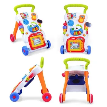 Daugiafunkcinis Baby Walker Stovas-su-Sėdėti Vežimėlio Aukštos Kokybės Vaikai Dovana Bamblys Mokymosi Vaikščioti Muzika Fortepijonui Telefono Piešimo Žaislą