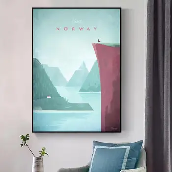 Norvegija Minimalistinio Kelionės Drobės Tapybos Menas Spausdinti Plakato Nuotrauką Sienos Modernus Minimalistinis Miegamasis Kambarį Apdaila