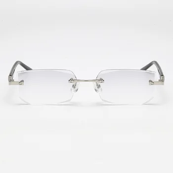 Aukštos klasės vyriški deimantiniai pjovimo skaitymo akiniai frameless diamond apipjaustymas plius plėvelė palaipsniui pilkos spalvos puikūs akiniai, LXL