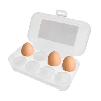 8 Kiaušiniai talpinimo Šaldytuve Kiaušinių Turėtojas Konteinerių Nešiojamų Kiaušinių laikiklis Kempingas Iškylą (Baltas)