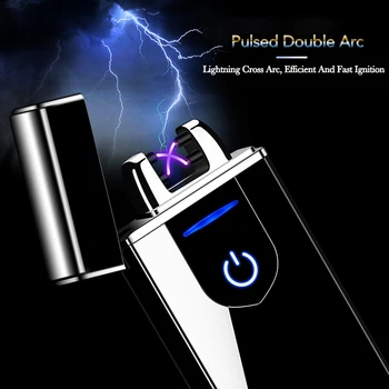 Dvigubo Kampo Pirštu Paliesti Indukcijos elektros Lengvesni USB Įkrovimo Cigarečių Žiebtuvėlių, Rūkyti, Cinko Lydinys elektros lengvesni