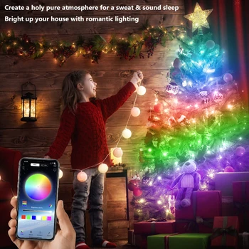 Smart Bluetooth Asmeninį RGB String Žibintai Pritaikytą Programėlę Nuotolinio Valdymo Šviesos Kalėdų Medžio Apdaila LED String Žibintai