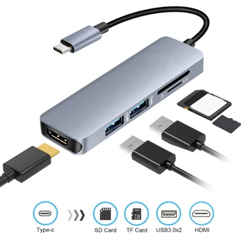 5 in 1 Tipo C Docking Station Daugiafunkcinis Anglies Lydinys USB 3.0 HDMI Samsung 