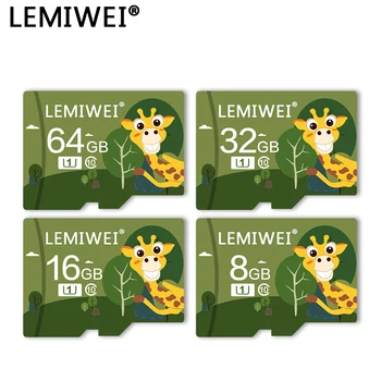 Lemiwei Atminties Kortelę 64GB 32GB Class 10 Didelės Spartos Mielas Žirafa TF Flash Kortelės 16GB U1 8GB TF kortelė Išmanųjį telefoną