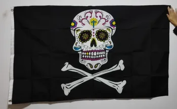 Piratų Kaukolės Vėliavos karšto parduoti prekes 3X5FT 150X90CM Reklama žalvario metalo skyles