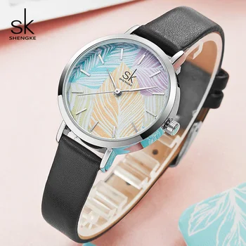 Shengke Laikrodžiai Moterims Prekės ženklo Ponios Mados Odos Laikrodžiai Reloj Mujer 