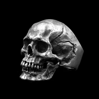 Derliaus Žmogaus Cranium Žiedai Sunkiųjų Gotikos Vyrų Kaukolės 316L Nerūdijančio Plieno Dviratininkas Žiedas Punk Papuošalai