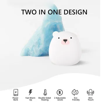 Mielas Animacinių filmų Žiemos Mini Vertus Šilčiau Polar Bear USB Įkrovimo 4000mAh Galia Bankas Rankas Šilčiau Greitai Šildymo Prietaisas
