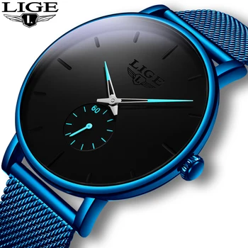 2020 Žiūrėti Vyrų LIGE Mados Vyrai Laikrodžiai Top Brand Prabanga Kvarciniai Laikrodžiai vyriški Laisvalaikio Tinklelio Diržo Vandeniui Sporto Laikrodis