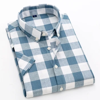HCXY prekės ženklo vyrai trumpomis rankovėmis pledas marškiniai 2020 naujas mados medvilnės marškinėliai vyrams atsitiktinis bussines marškinius vyras