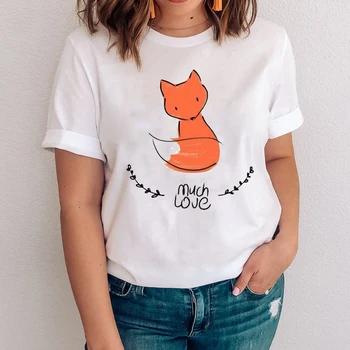 Moterys, Grafikos, Akvarelės Mados Mielas Fox Tendencija Animacinių Filmų Mama Gyvūnų Drabužius Lady Tees Spausdinti Viršūnes Drabužių Moterų Marškinėlius (T-Shirt