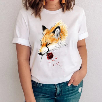 Moterys, Grafikos, Akvarelės Mados Mielas Fox Tendencija Animacinių Filmų Mama Gyvūnų Drabužius Lady Tees Spausdinti Viršūnes Drabužių Moterų Marškinėlius (T-Shirt