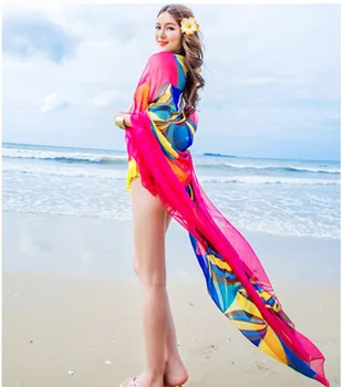 Karšta Moteris Padengti Iki Šifono Paplūdimio Bikini Spausdinti Vien Laisvi Tvarstis Apvyniokite Šaliku Pareo maudymosi Kostiumėliai, Sarongas Vasaros Paplūdimio 190*130cm