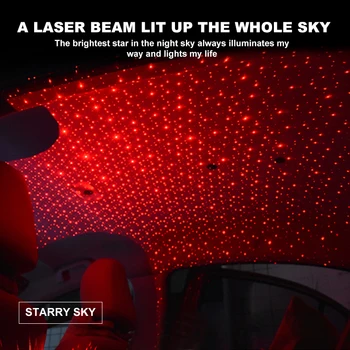 Automobilinis USB Stogo Naktį, Šviesos, Lazerių Projekcijos Atmosfera LED Žvaigždėtas Dangus Lengvojo Automobilio Salono Šviesos Romantiška Automobilių Apdailos Reikmenys