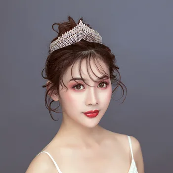 Naujas Korėjos Mados Stiliaus Prabangus Retro Kalnų Krištolas Royal Princess Tiara Karūna Lankelis Nuotaka Noiva Vestuves Plaukų Aksesuarai