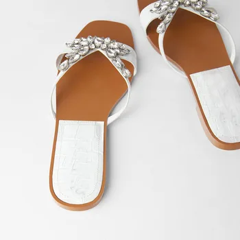ZAR Moterų Sandalai, Šlepetės 2020 Metų Vasaros Cystal Šlepetės Butas Su Paplūdimio sandalai Mados ne batus
