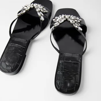 ZAR Moterų Sandalai, Šlepetės 2020 Metų Vasaros Cystal Šlepetės Butas Su Paplūdimio sandalai Mados ne batus