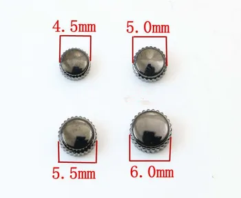 Juoda Bendrasis Full Metal Žiūrėti Karūną 2.0 mm, mažo Skersmens 4.0 mm iki 7.0 mm Dydžio