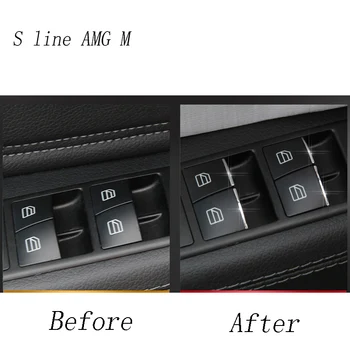 Automobilio stilius langų pakėlimo mygtukai pereiti apdailos dangtelį Lipdukai apdaila Mercedes Benz E Class W204 W212 Interjero Priedai