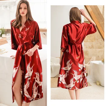 Naujas Mados Moterų Šilko Kimono Chalatas Chalatas Bridesmaid, Chalatai Seksualus Tamsiai Raudonos Mantijos, Satino Chalatas, Panele, Kambariniai Chalatai Sleepwear Suknelė
